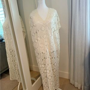 Anthropologie Ivory Crochet Swim Coverup
